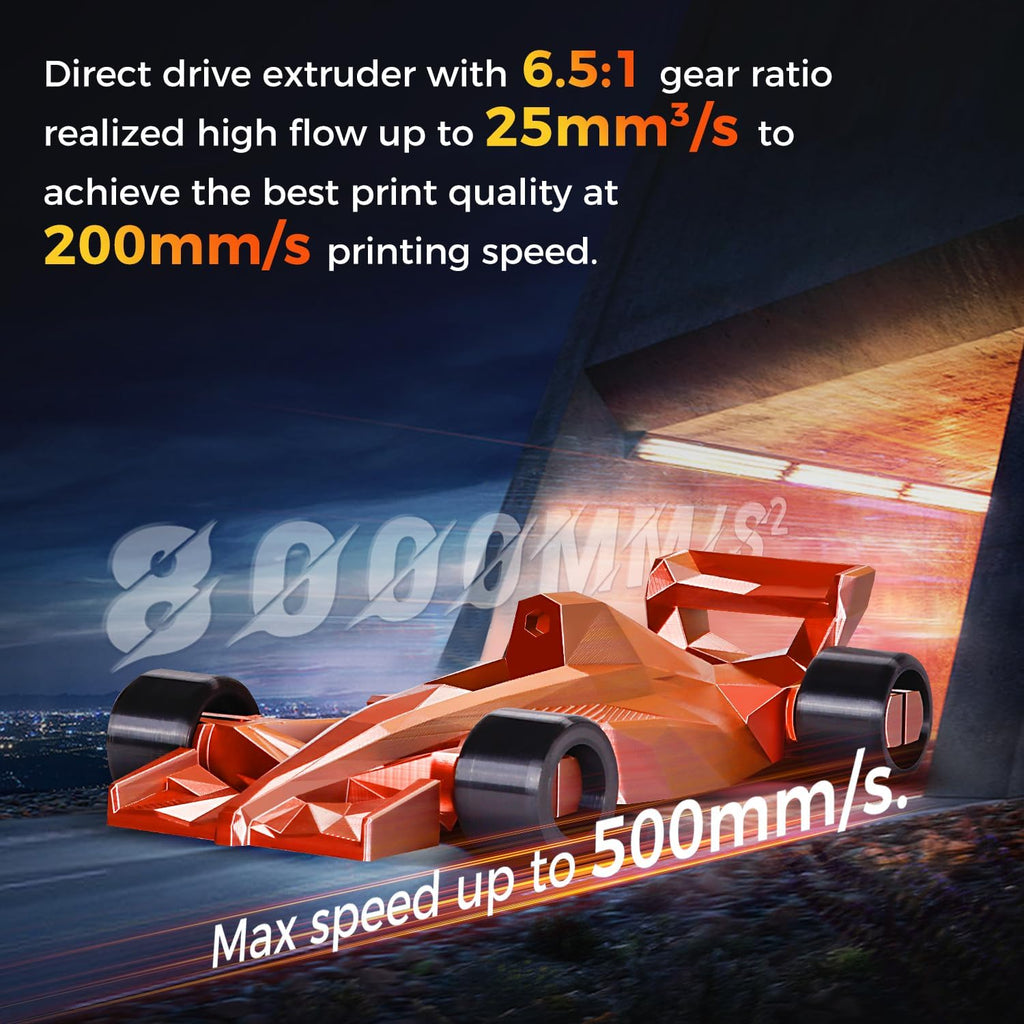 Sovol T500 3D Printer Max Speed up to 500mm/s, Upgraded with 7'' Klipper Touch Screen 300℃ High Temp Hotend 95% Pre-Assembly 49-Point Auto Leveling 19.68 * 19.68 * 19.68in