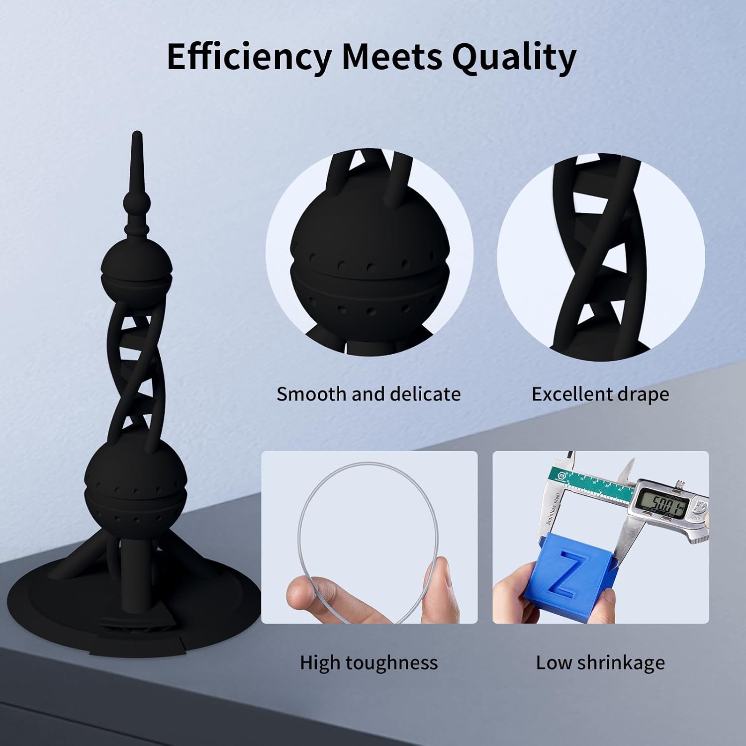 ANYCUBIC High Speed 3D Printer Filament 1.75mm Bundle, Rapid PLA Filament with High Prints Quality, Dimensional Accuracy +/- 0.02mm, 1KG Reusable Spool, 10 Pack Pearl Black
