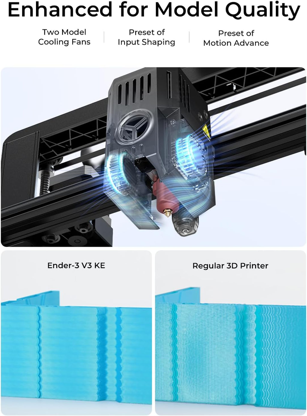 Creality Ender-3 V3 KE 3D Printer, 500 mm/s High-Speed Printing with Auto-Leveling, Sprite Direct Extruder Supports 300℃ Printing, Ultra-Smooth and Stable, 220×220×250 mm Print Volume