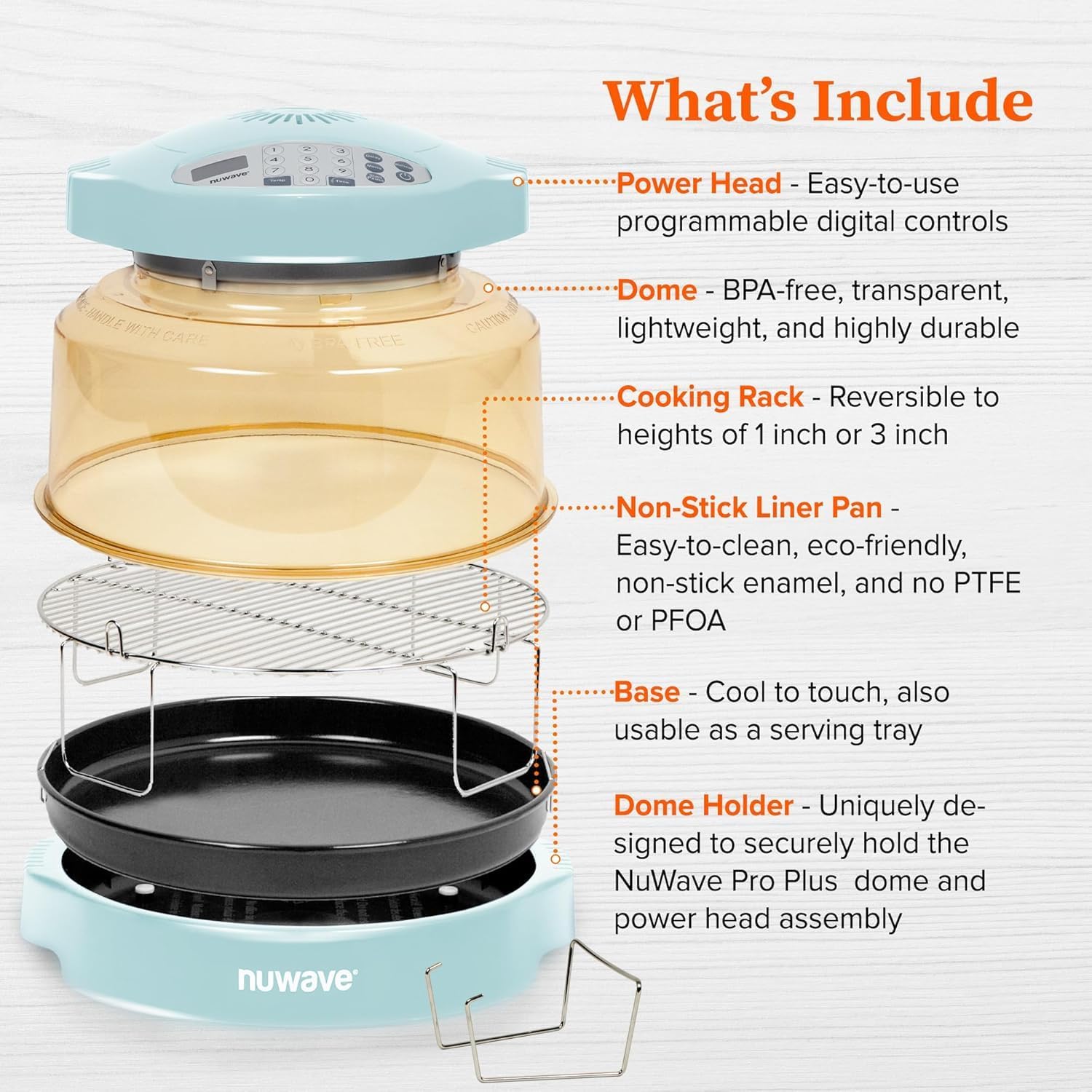 Nuwave Oven Pro Plus Air Fryer, Infra-Red Countertop, 2025 Advanced Convection, No Defrosting or Preheating, Cook Fresh or Frozen, Durable Power Dome, 100 Presets & 50 Memory, PFAS Free, Mint Green