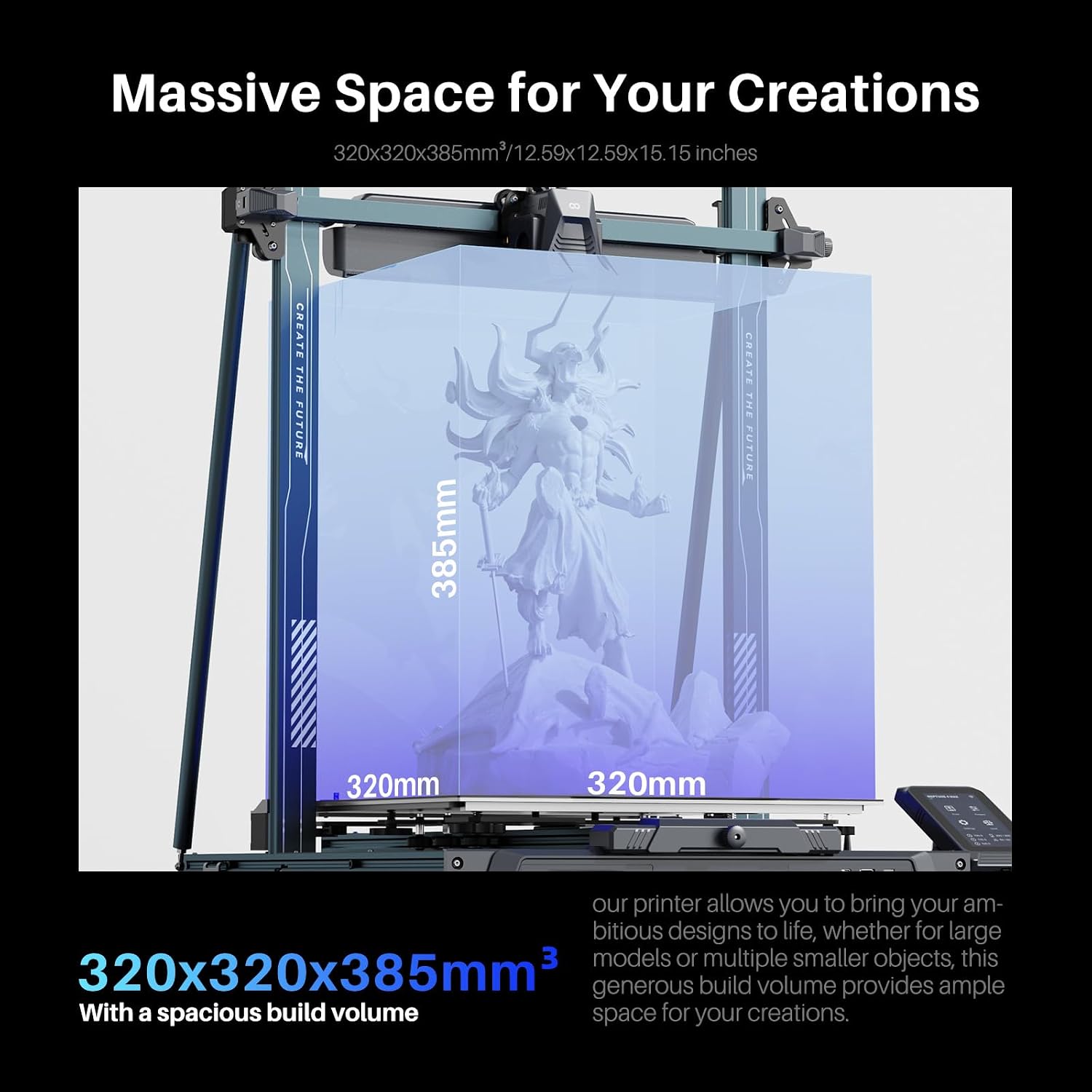 ELEGOO Neptune 4 Plus 3D Printer, 500mm/s High Speed Printer with 300°C Nozzle, Auto Leveling and Direct Drive Extruder, 320x320x385mm Large Printing Size