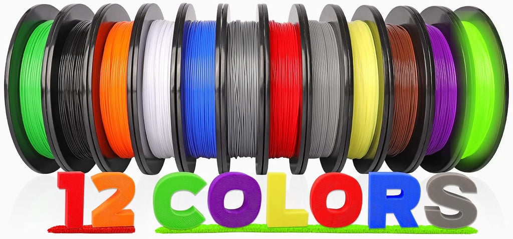 PLA Pro 3D Printer Filament Packs 1.75mm, dikale 12 Packs Assorted Colors, Neatly Wound 500g(1.1lbs) per Spool Refills PLA+, in Total 6KG Bundles, Fit for FDM Ender 3 3D Printer etc