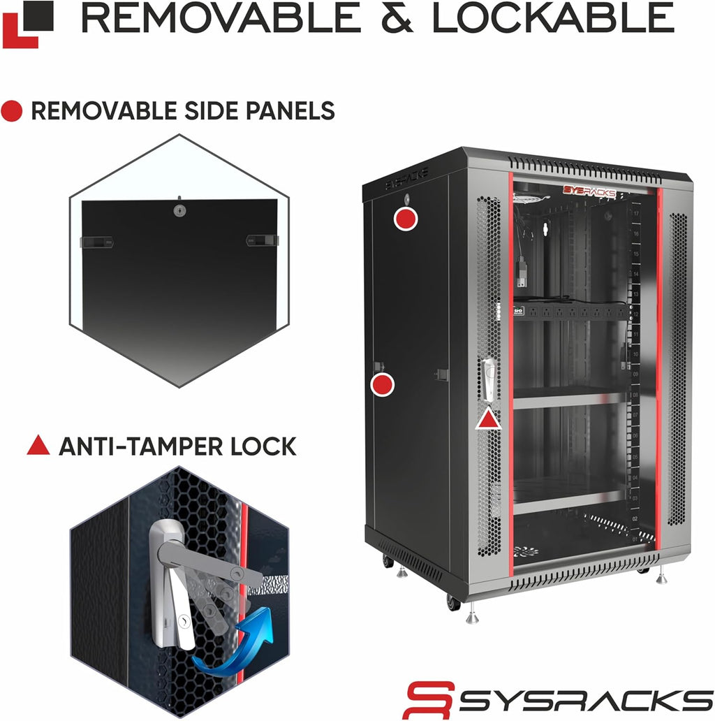 18U Wall Mount Server Rack Cabinet – 19' Network Rack Enclosure, 24' Deep Data Rack Cabinet with Fan, PDU & 2 Shelves for IT Equipment, Switches and Patch Panel