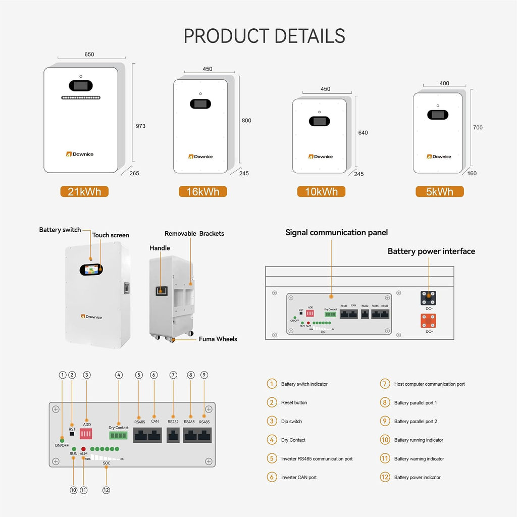10KW Home Solar Power System with 20KWH 51.2V 410AH LiFePO4 Battery + 48V 10KW Hybrid Inverter - Backup Power for House, Camping, RV | Ground Mountable
