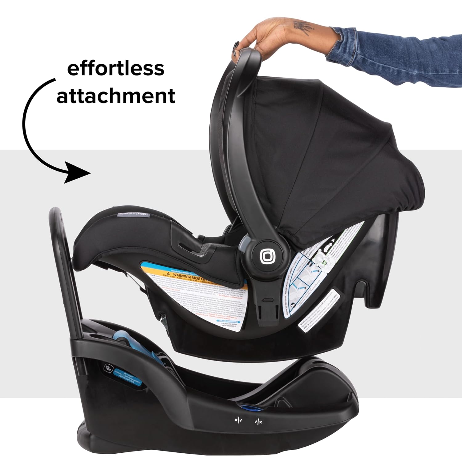 Diono LiteClik 30 R SafePlus Infant Car Seat and Base, Rear-Facing for Infants 4-30lbs, SafePlus Engineering, with Infant Insert, UPF 50+ Sunshade (Black)