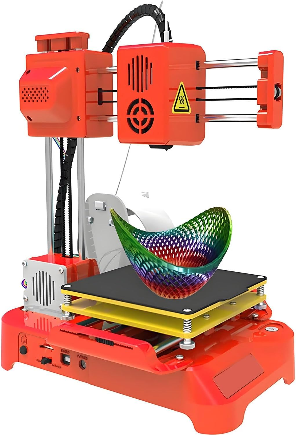 Mini DIY 3D Printers Desktop Kit,with Pla Filament,USB Cable,Tf Card,Magnetic Removable Plate,Max Print Speed 40mm/S,for Beginners,Kids,Student Education Orange