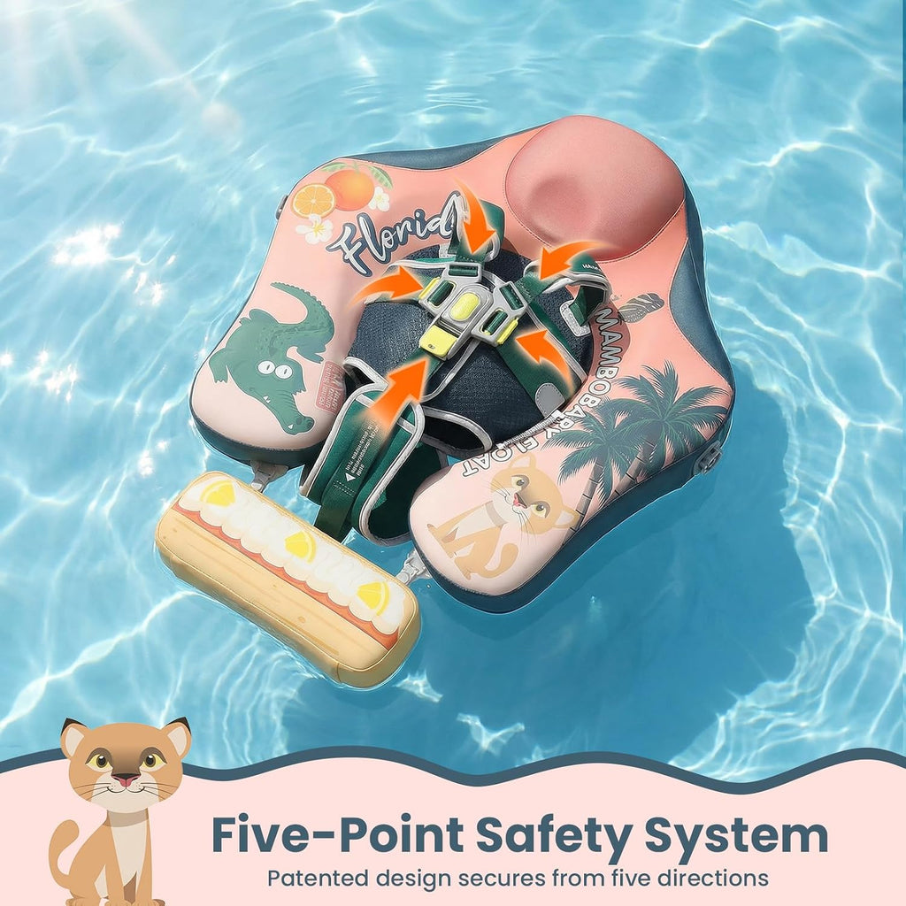 Mambobaby Float Deluxe Baby Pool Float: Safe & Comfortable Swim Trainer for Infants & Toddlers, Non-Inflatable Design, UV Protection Canopy, Fun Water Experience for Ages 3-24 Months