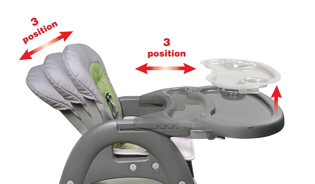 Badger Basket Envee II Convertible Baby High Chair with Infant Feeding Seat, Booster Seat, and Toddler Desk with Chair - Gray/Green