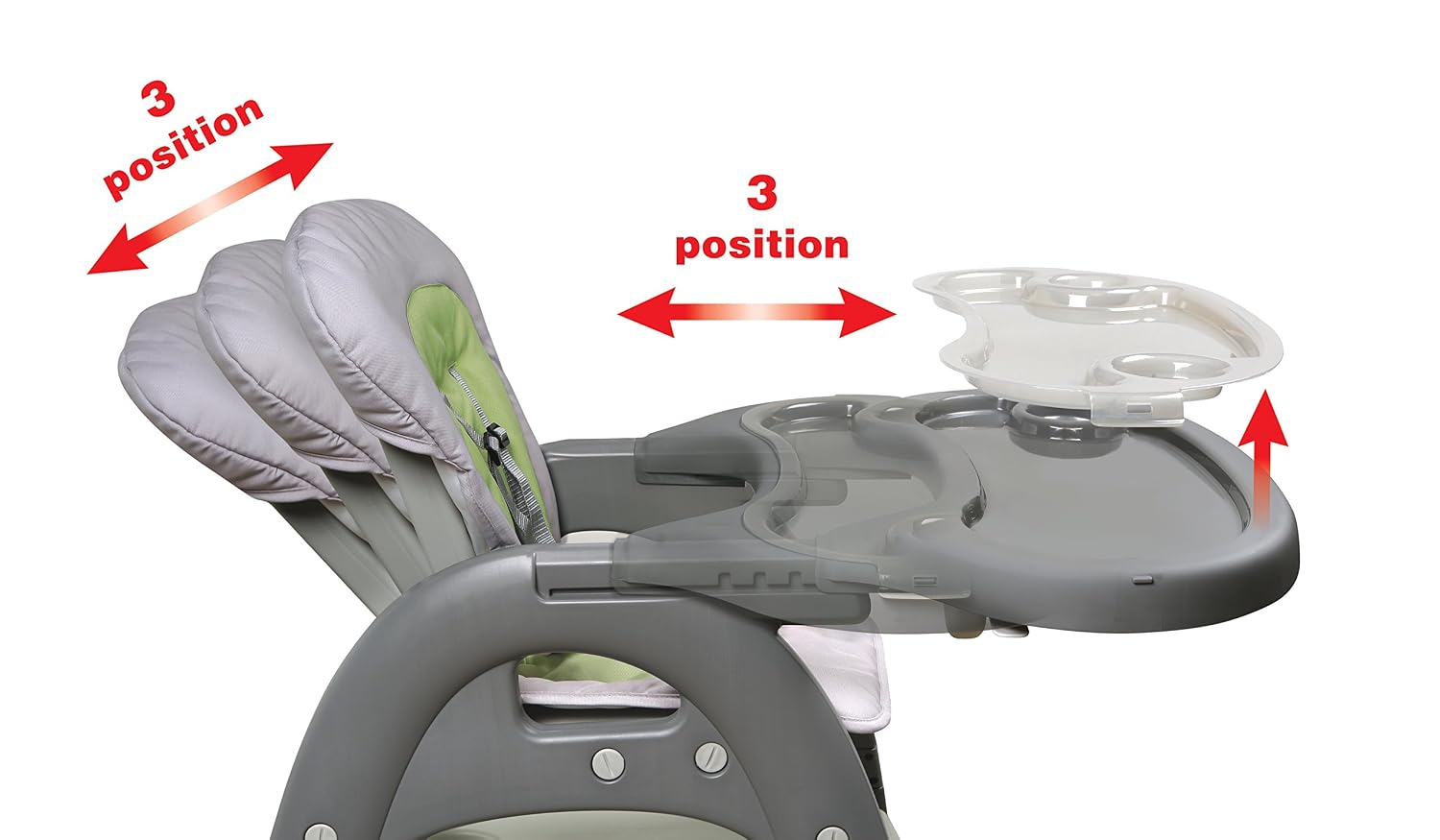 Badger Basket Envee II Convertible Baby High Chair with Infant Feeding Seat, Booster Seat, and Toddler Desk with Chair - Gray/Green
