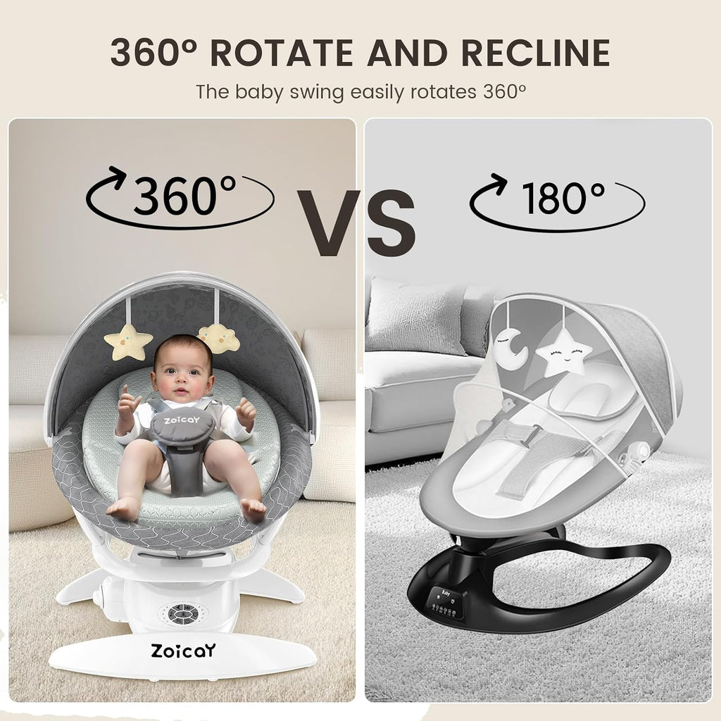 3-in-1 Baby Swing for Infants, Infant Swing with 5 Speeds & 3 Swing Modes, 12 Melodies, Electric Swing for Baby, Indoor & Outdoor Use, Up to 25 lbs, Gray