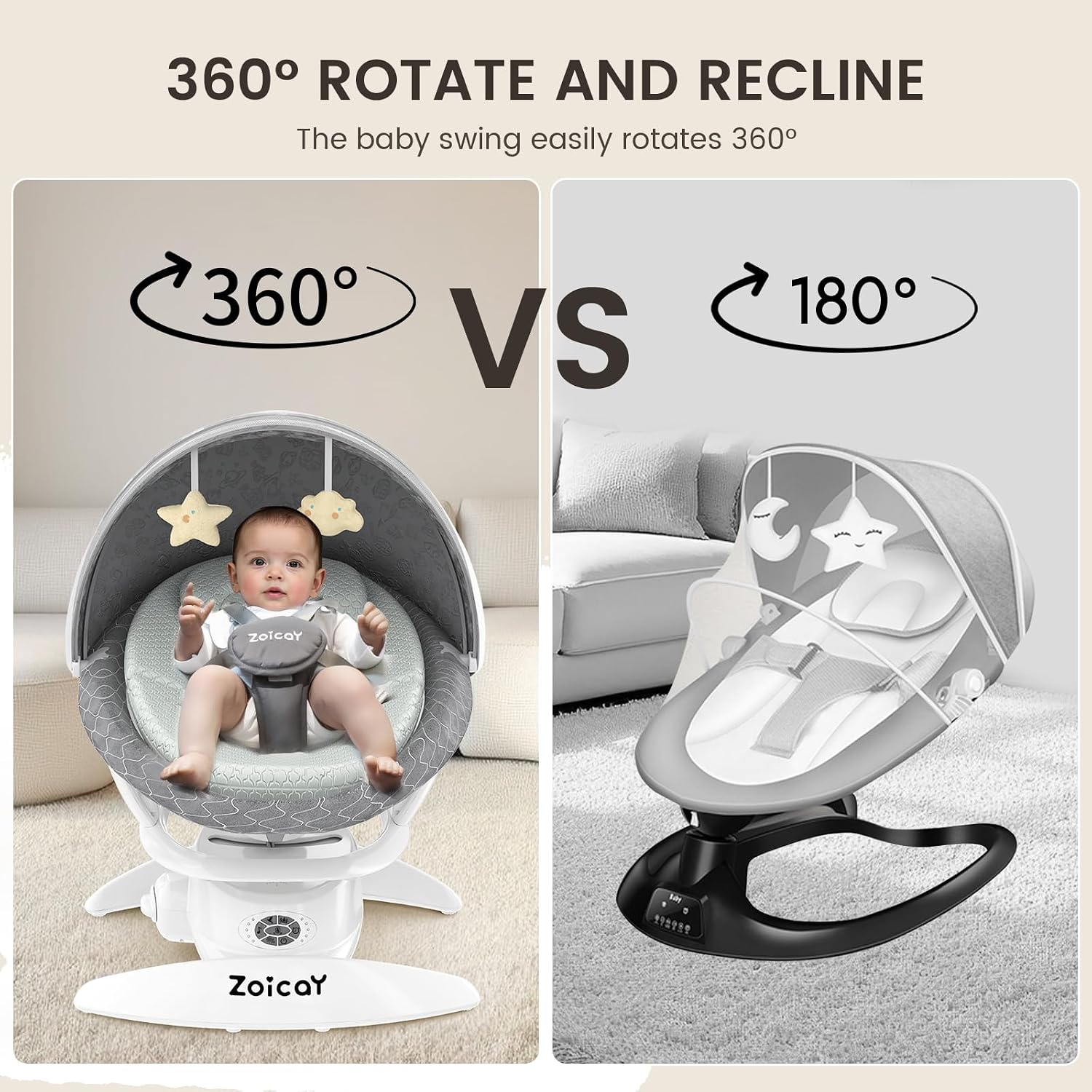 3-in-1 Baby Swing for Infants, Infant Swing with 5 Speeds & 3 Swing Modes, 12 Melodies, Electric Swing for Baby, Indoor & Outdoor Use, Up to 25 lbs, Gray