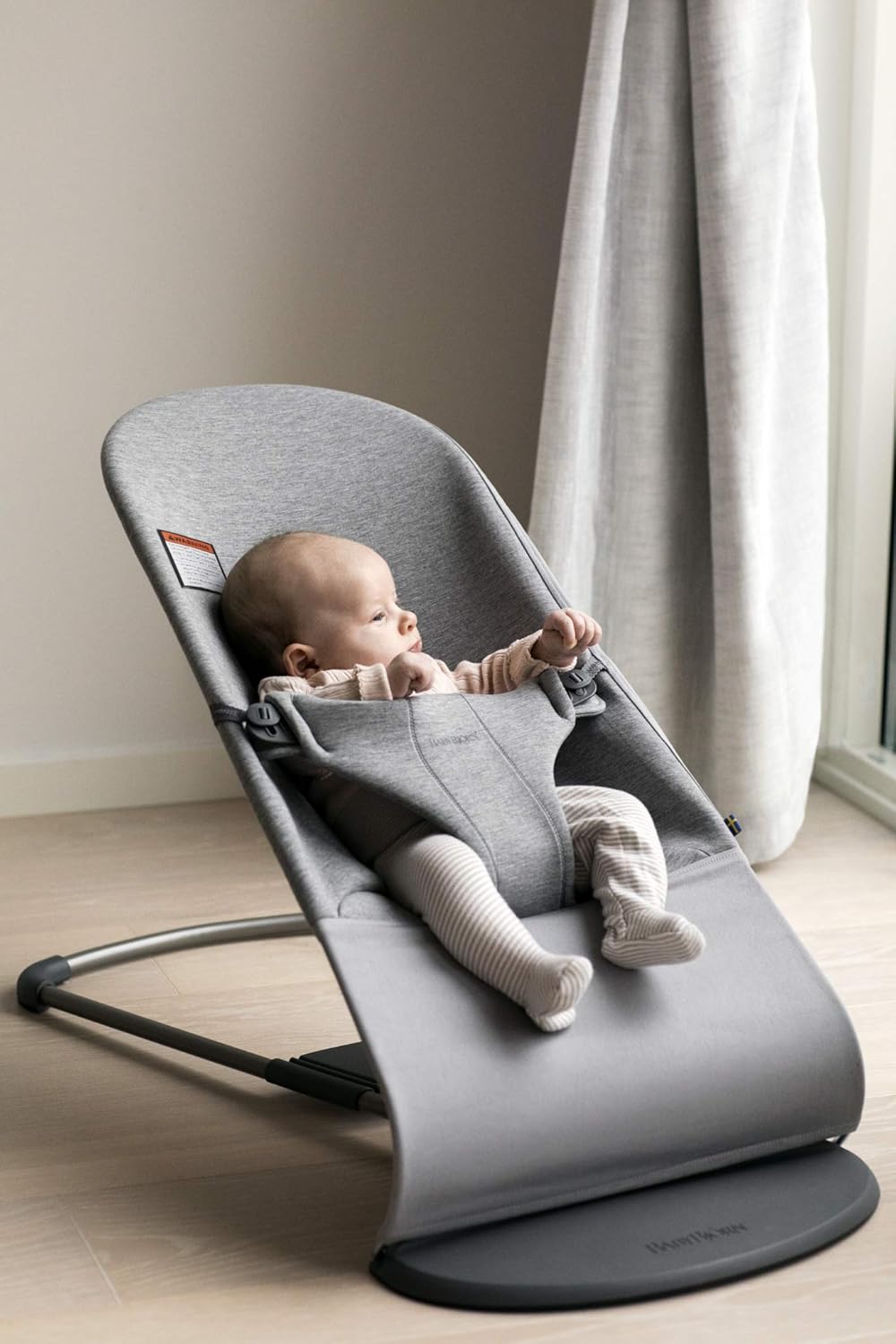 BabyBjörn Bouncer Bliss, Light Gray, 3D Jersey | 2-in-1 Adjustable Baby Bouncer Seat and Toddler Chair, Newborn to Toddler (8-29 lbs), 4 Positions, Lightweight & Portable