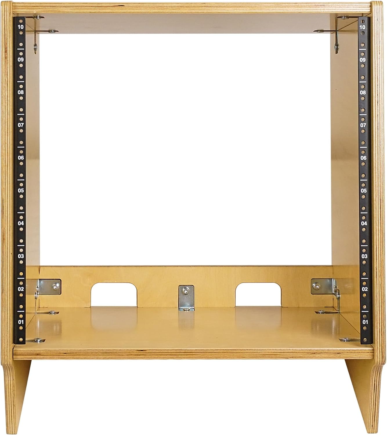 Sound Town DIY 10U Angled Desktop Turret Studio Rack with Solid Baltic Birch Plywood, Golden Oak, Assembly Required (SDRK-10SL)