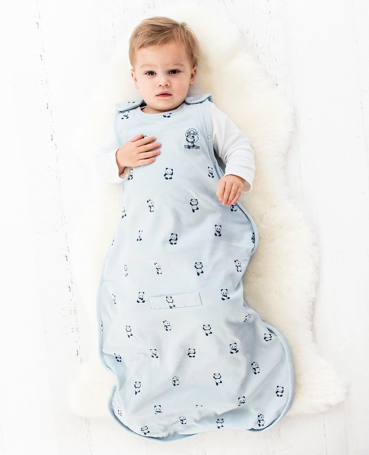 Woolino 4 Season Ultimate Baby Sleep Sack – Merino Wool Baby Sleep Bag, Organic Cotton, Temperature Regulating Wearable Blanket, Adjustable Sleep Sack 2–24 Months, All Season - Panda
