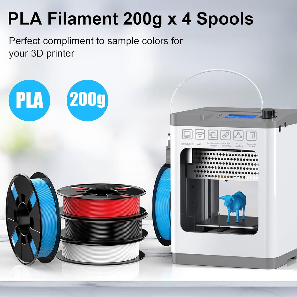 Entina Mini 3D Printer Tina2S V12 & 4 Colors PLA 3D Printer Filament Bundle(Black, White, Blue, Red)