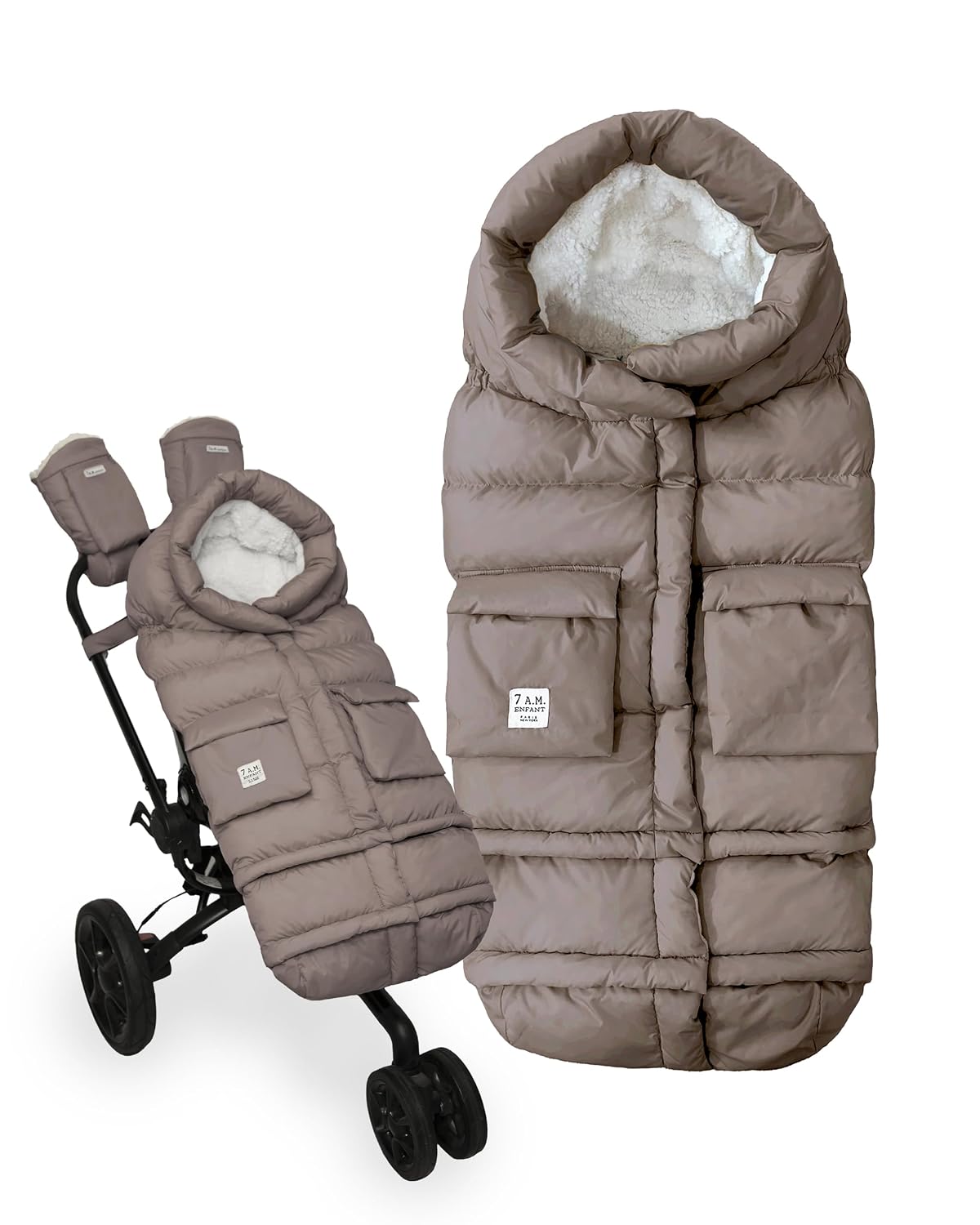 7AM Enfant Stroller Blanket 212 - Adjustable Baby Car Seat Zipped Blanket for Babies Winter, Unisex Multi Purpose Fleece Lined Warm Hooded Toddler Footmuff Water Repellent | (6M - 4T)