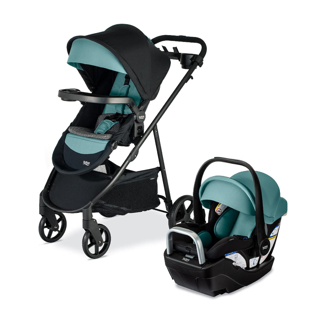 Britax Willow Brook S+ Travel System, Infant Car Seat Stroller Combo With Willow S Infant Car Seat, Alpine Base, and Brook+ Stroller; ClickTight Technology, SafeWash Insert and Cover — Jade Onyx