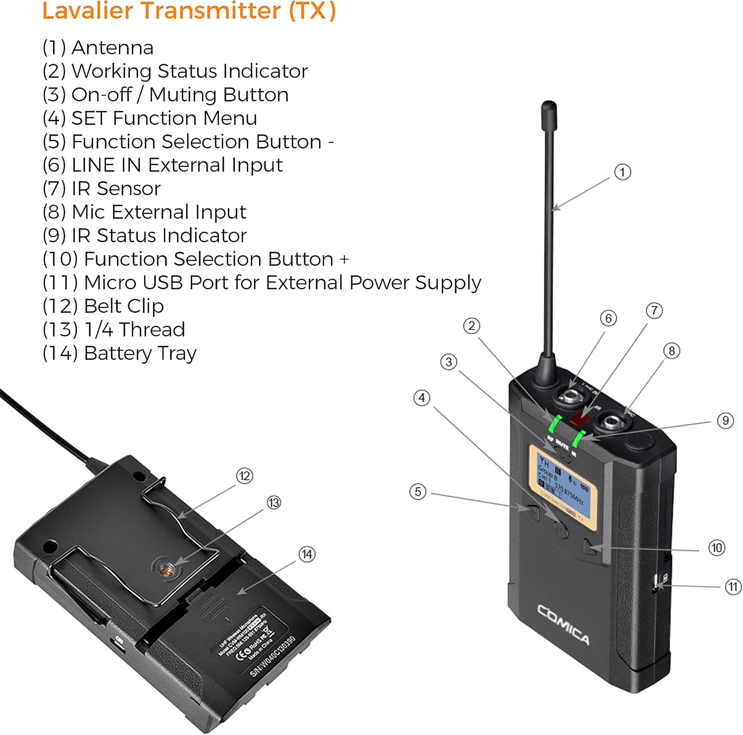 Wireless Lavalier Microphone, with Carrying Bag,Comica CVM-WM100 PLUS UHF 48 Channels Dual Lapel Microphone System for DSLR Cameras, XLR Camcorder, Phone, Lav Mic for Interview Youtube Video Shotting