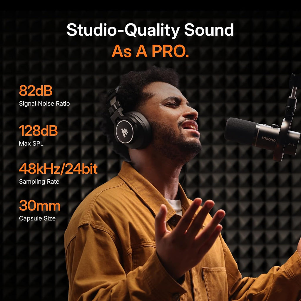 MAONO PD200W Hybrid Wireless Podcast Equipment Bundle for 2, XLR USB Dynamic Microphone Kit with 2 Desktop Stand, Software, Noise Cancellation, for Co-hosted podcast, Vocal Recording, Content Creation