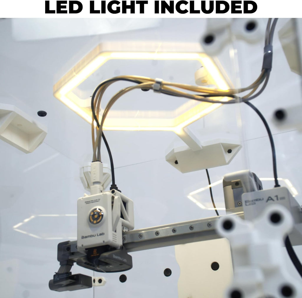 DELACK 3D Printer Enclosure Kit with LED Light | Made for Bambu Lab A1 Mini + Prusa MK4/Mini | Compatible with IKEA Lack Table | Printed Parts Not Included | 20+ Accessory Prints