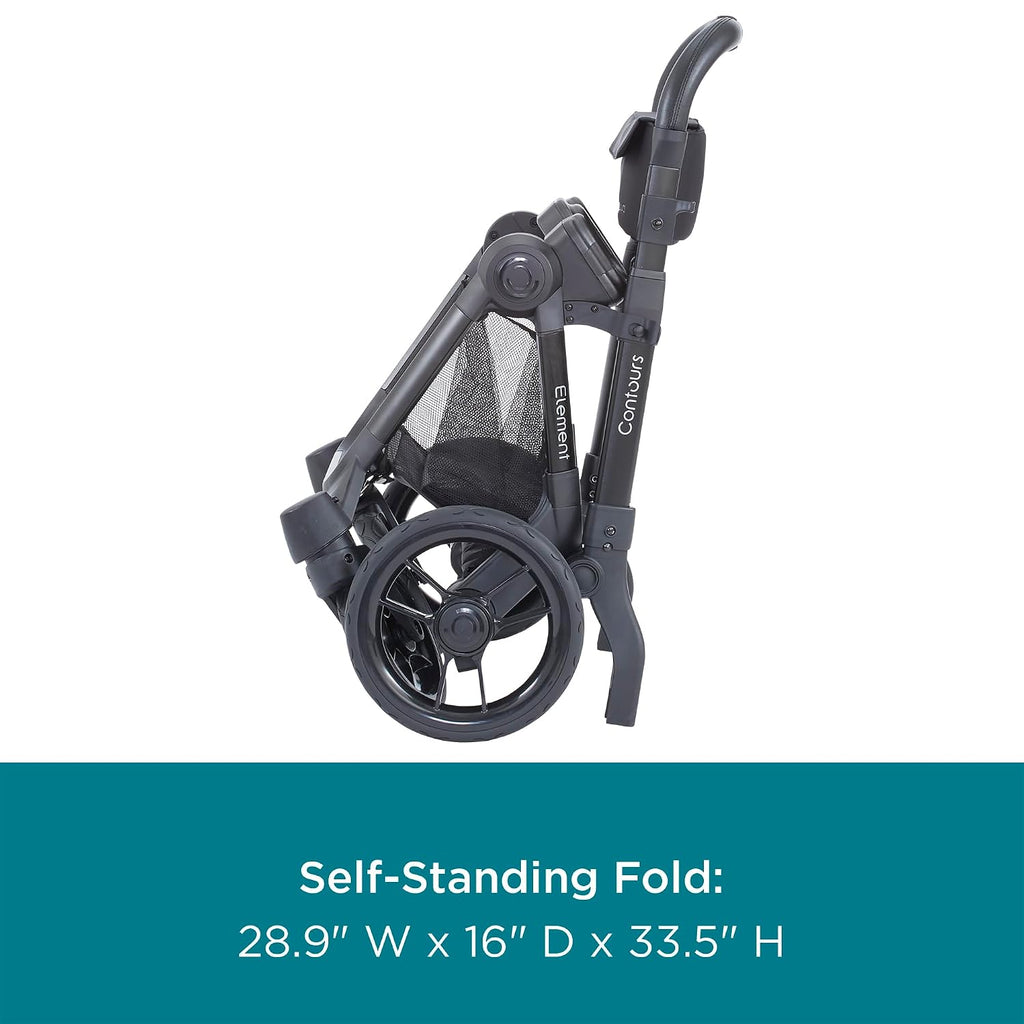 Contours Element Side-by-Side Convertible Toddler and Baby Stroller Single-to-Double, Reversible Seating Options, Infant Seat Compatible, Spacious Storage, UPF 50 Sun Canopy - Stealth Black
