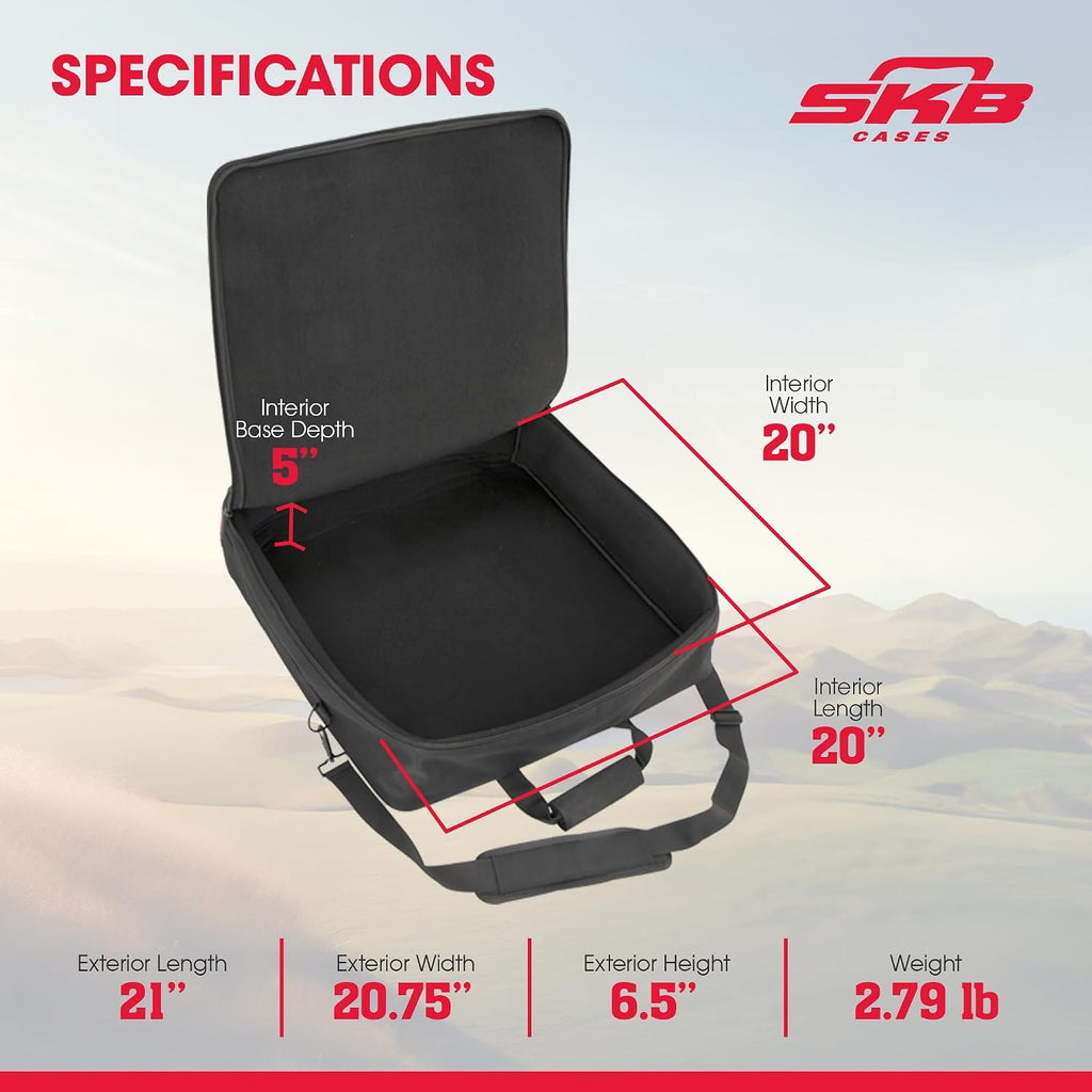 SKB Cases 1SKB-UB2020 UB Series Mixer Case, Padded Audio Equipment Bag for DJ Mixer, Recorder, Controller and Studio Gear, 20 x 20 x 5 Inch, Black