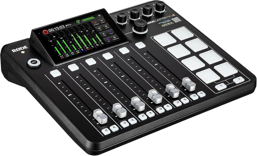 RODE RODECaster Pro II + 4x Headphones + 4x Podcast Microphone + 64GB Micro SD Memory Card + 2x USB- C + More (Bundle)