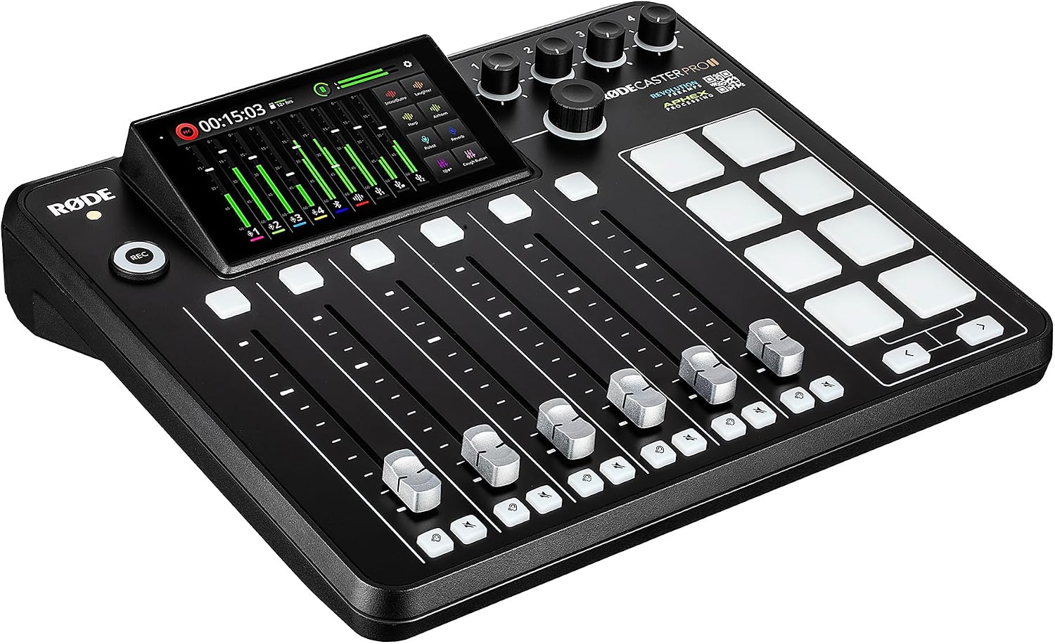 RODE RODECaster Pro II + 4x Headphones + 4x Podcast Microphone + 64GB Micro SD Memory Card + 2x USB- C + More (Bundle)