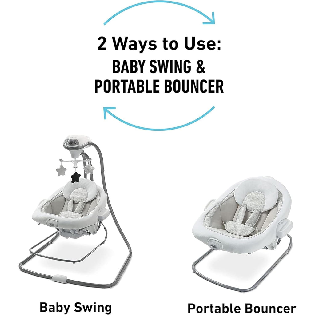 Graco DuetConnect LX Portable Baby Swing and Bouncer, Multi-Direction Baby Bouncer Seat, Multiple Swing Speeds, Great Gift for New Parents, Redmond