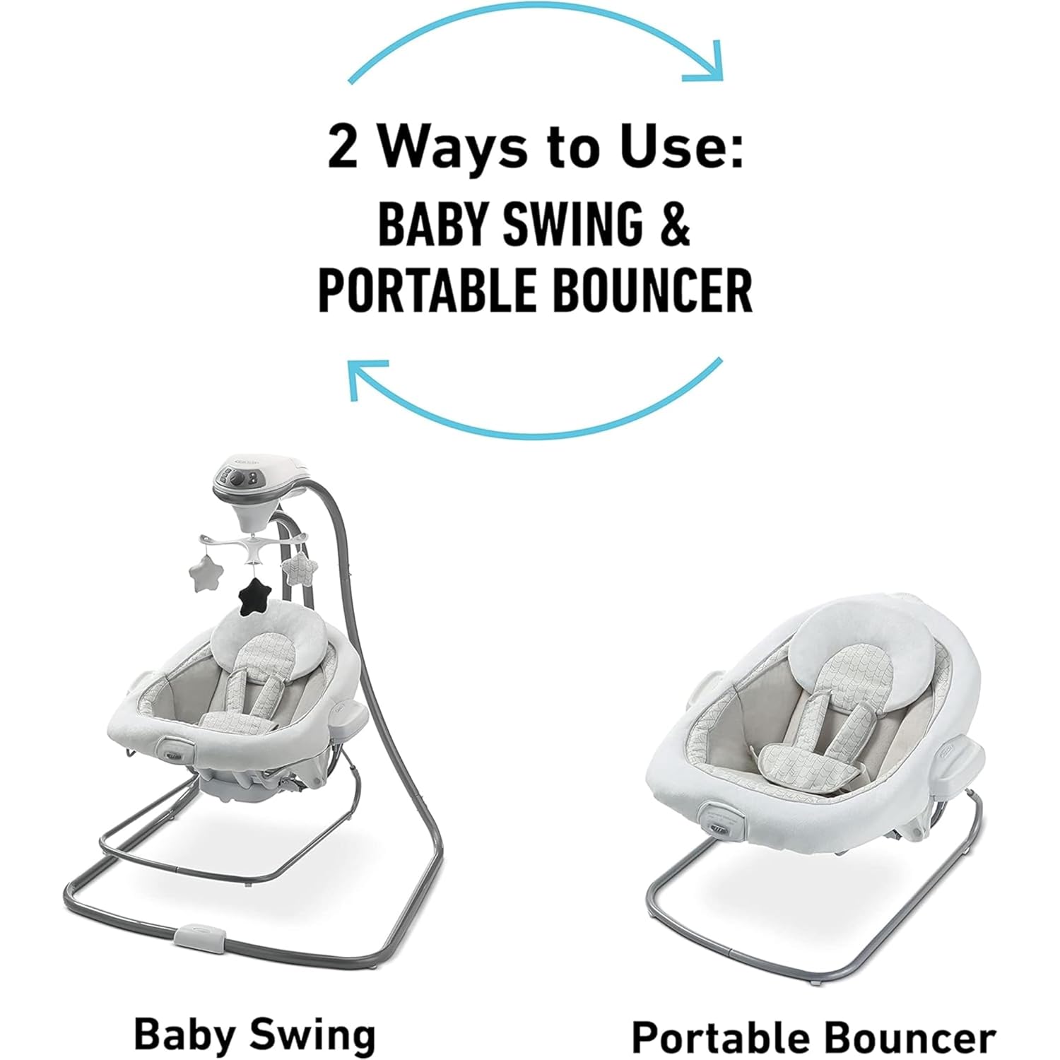 Graco DuetConnect LX Portable Baby Swing and Bouncer, Multi-Direction Baby Bouncer Seat, Multiple Swing Speeds, Great Gift for New Parents, Redmond