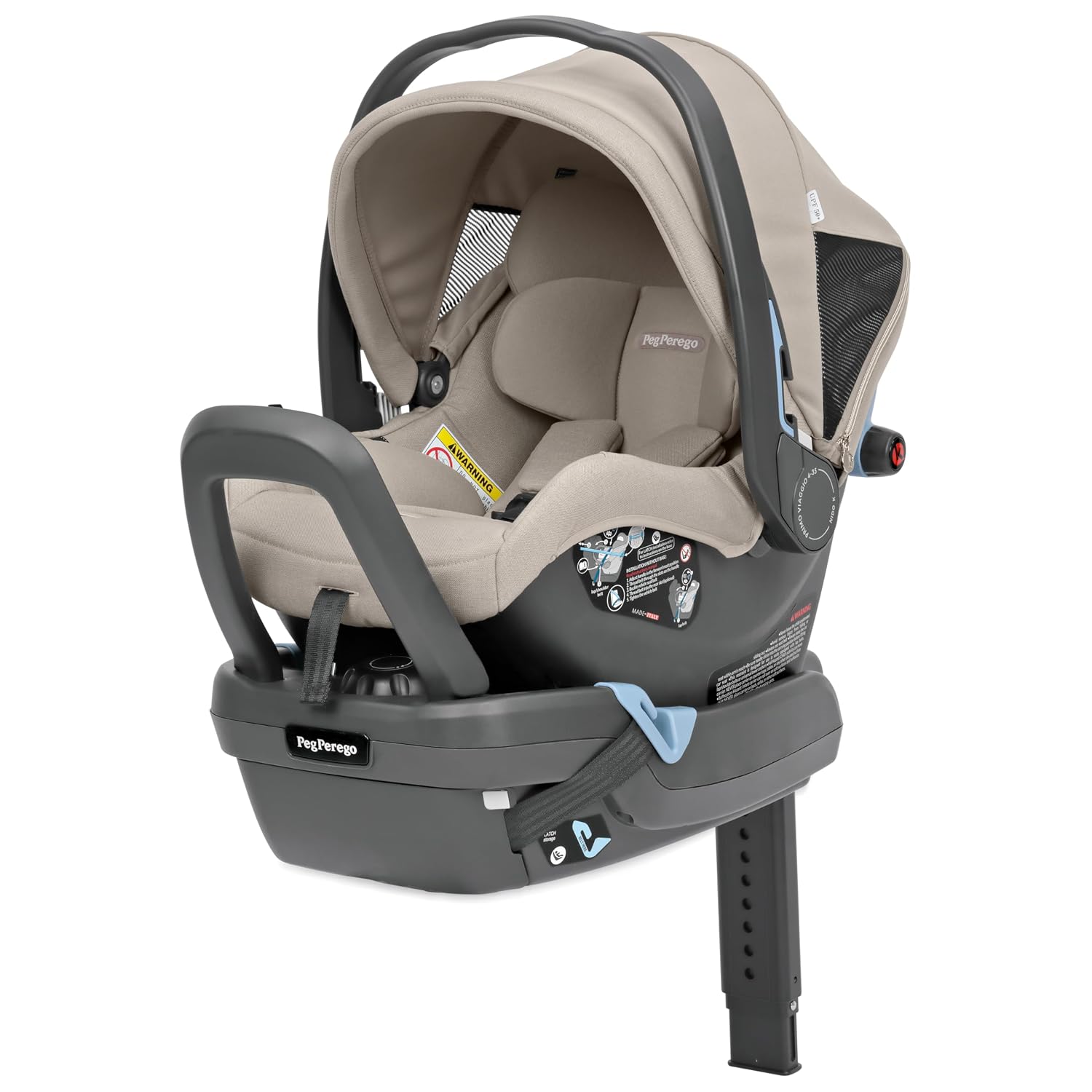 Peg Perego Primo Viaggio Nido - Rear Facing Infant Car Seat - Includes Base with Load Leg & Anti-Rebound Bar - for Babies 4 to 30 lbs - Made in Italy - Astral