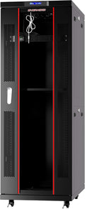 32U Home Server Rack Cabinet – 19' Floor Standing Network Rack, 32' Deep Homelab Rack with Locking Glass Door, Cooling Fans, PDU & Shelf for NAS, Router, Switch and AV Equipment