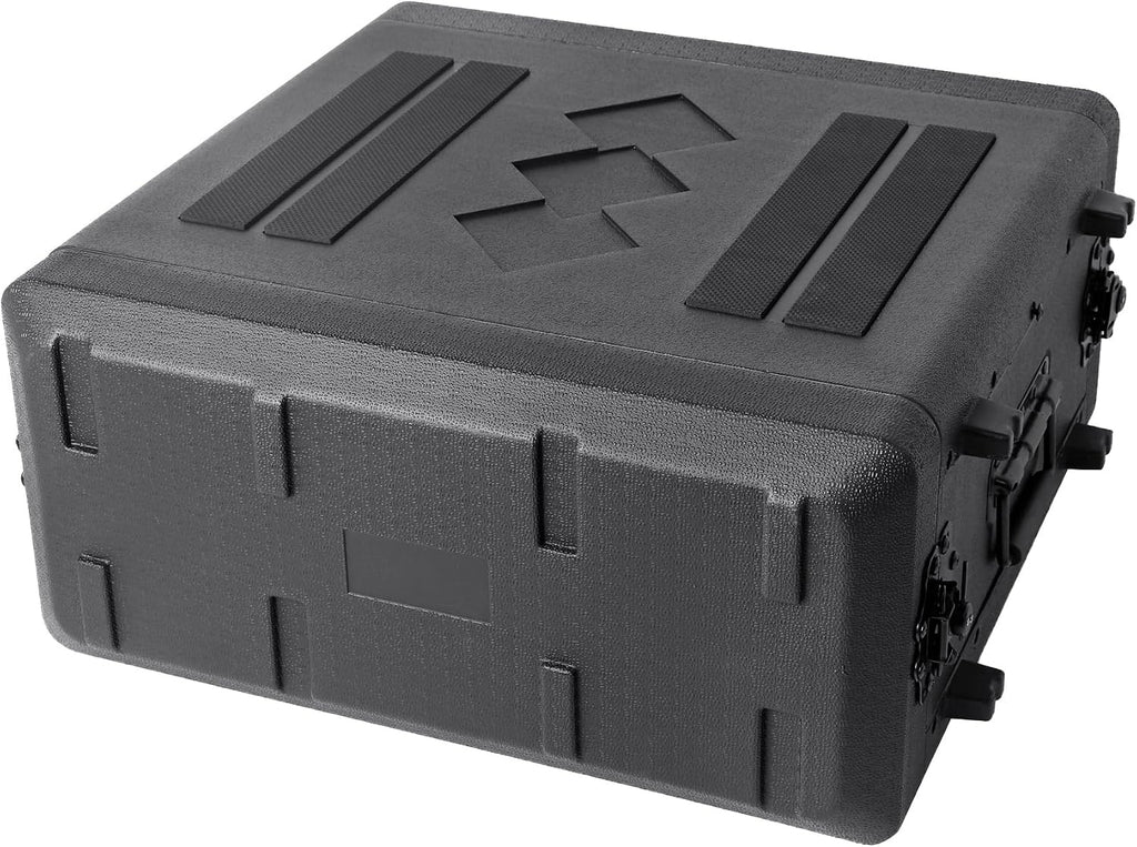 Diandian 4U Rack Case Shallow 16' Depth, 19' Rackmount Flight Case, Watertight Dust-Proof, Shock Mount for Amplifier, Pro Audio, DJ Mixer, Effects with Microphone Compartments