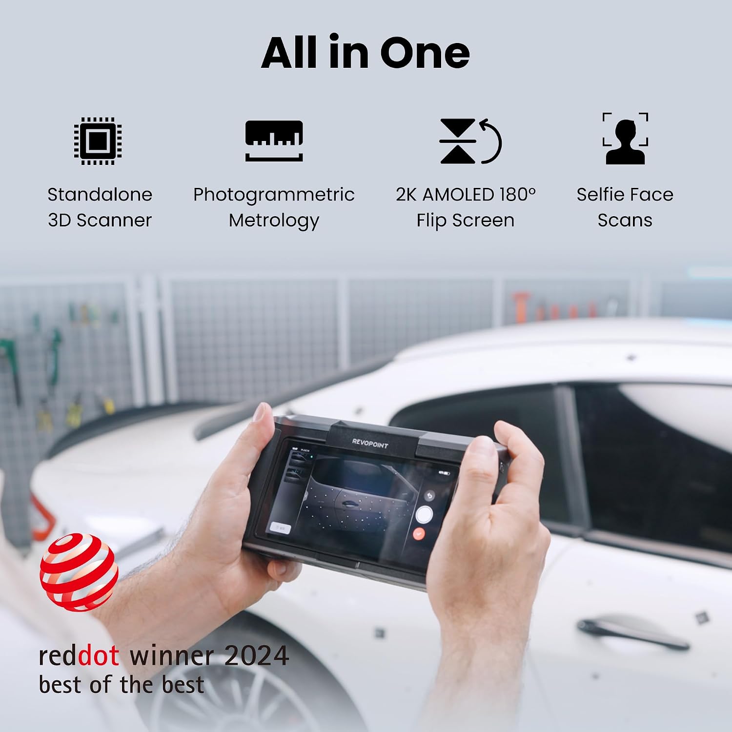 Revopoint MIRACO Plus 3D Scanner for 3D Printing Handheld, 3D Printer Scanner with Photogrammetry, Up to 0.02mm Precision, Full-Color Scan for Small to Large Objects, 32GB RAM