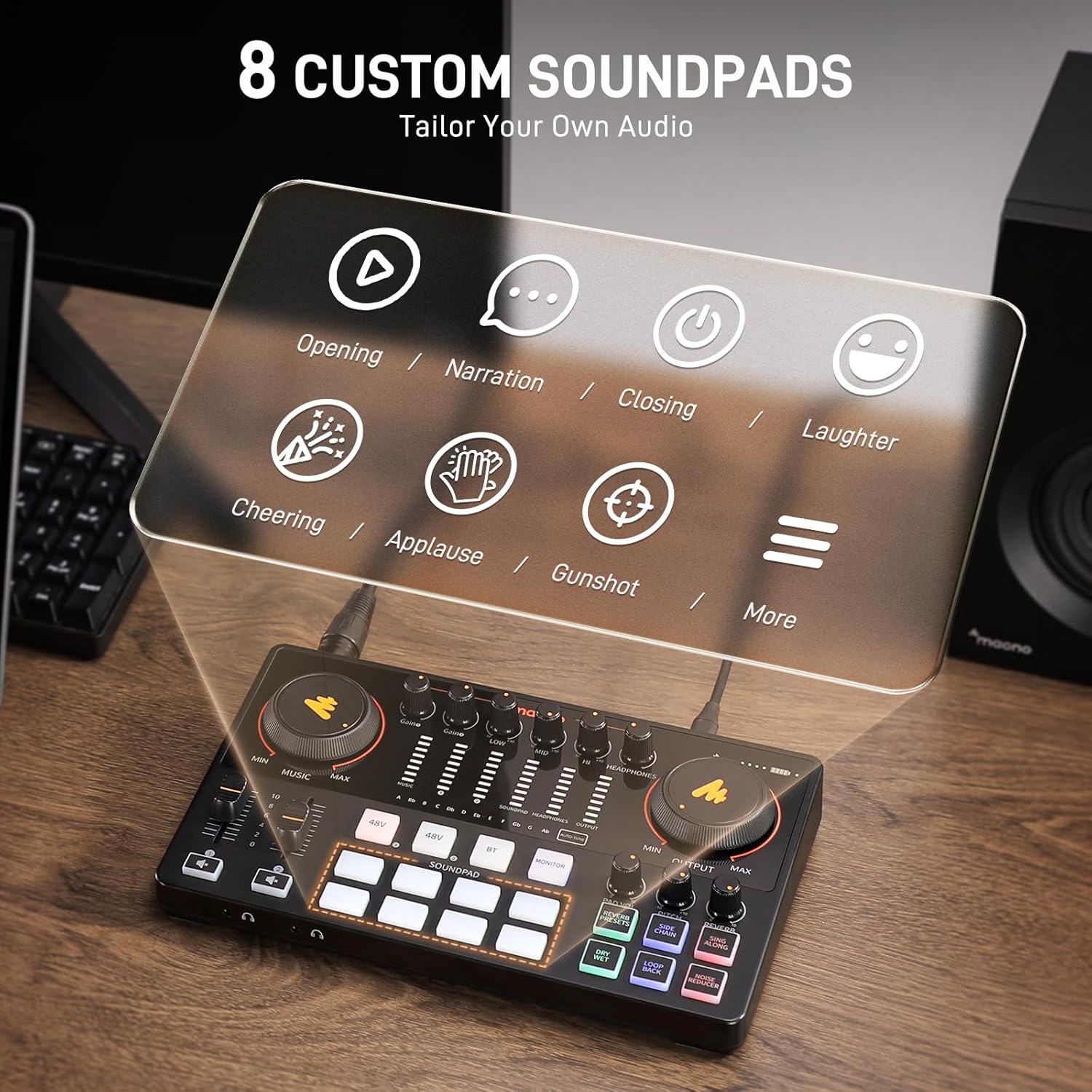 MAONO Podcast Equipment Bundle for 2: Audio Interface Mixer with 2 XLR Condenser Mic Noise Reduction Podcast Streaming MaonoCaster E2 Gen2B