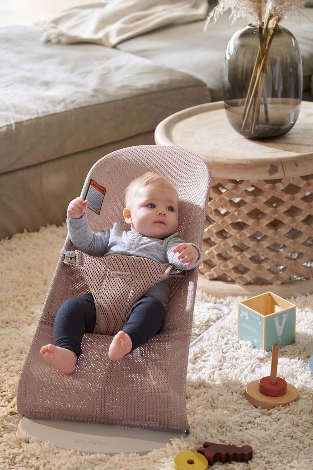 BabyBjörn Bouncer Bliss, Mesh, Dusty Pink