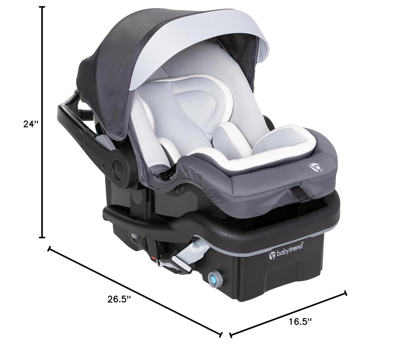 Baby Trend Secure-Lift Infant Car Seat, Dash Grey – Compact Lightweight Carrier, Infant Comfort Cushioning, Adjustable Harness Fit