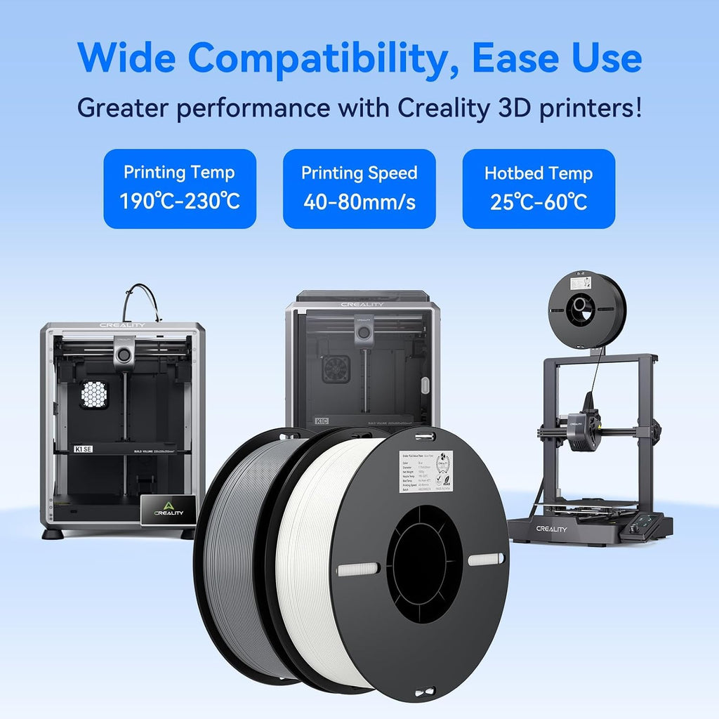 Creality 3D Printer Filament, 3D Printing Filament Tougher and Stronger, Accuracy +/- 0.02mm, 12kg, Black*2,White*2,Grey*2,Blue*2,Red*2,Yellow*2