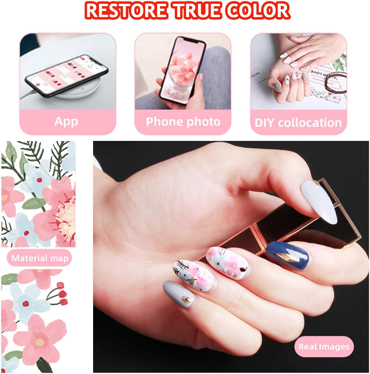 Digital Mobile Nail Art Printer,3D Nail Printing Robot Nail Art Printing Machine, Support APP/DIY, Fast Drawing in 10S, Portable Nail Painting Machine for Girls' Home Nails