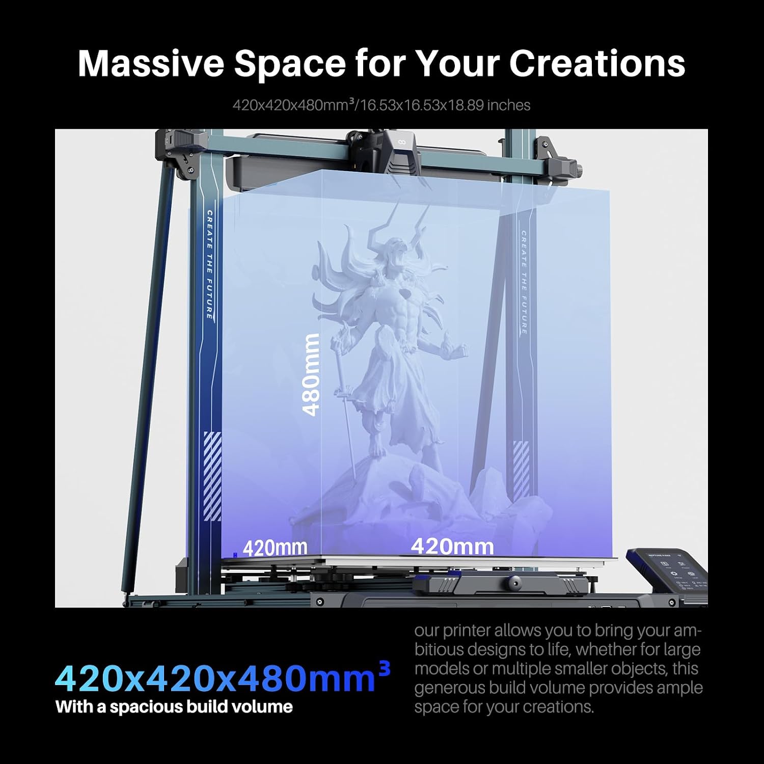 ELEGOO Neptune 4 Max 3D Printer, 500mm/s Fast Printing, Support 300°C Printing, Auto Leveling and Direct Drive Extruder, 420x420x480mm Large Build Volume