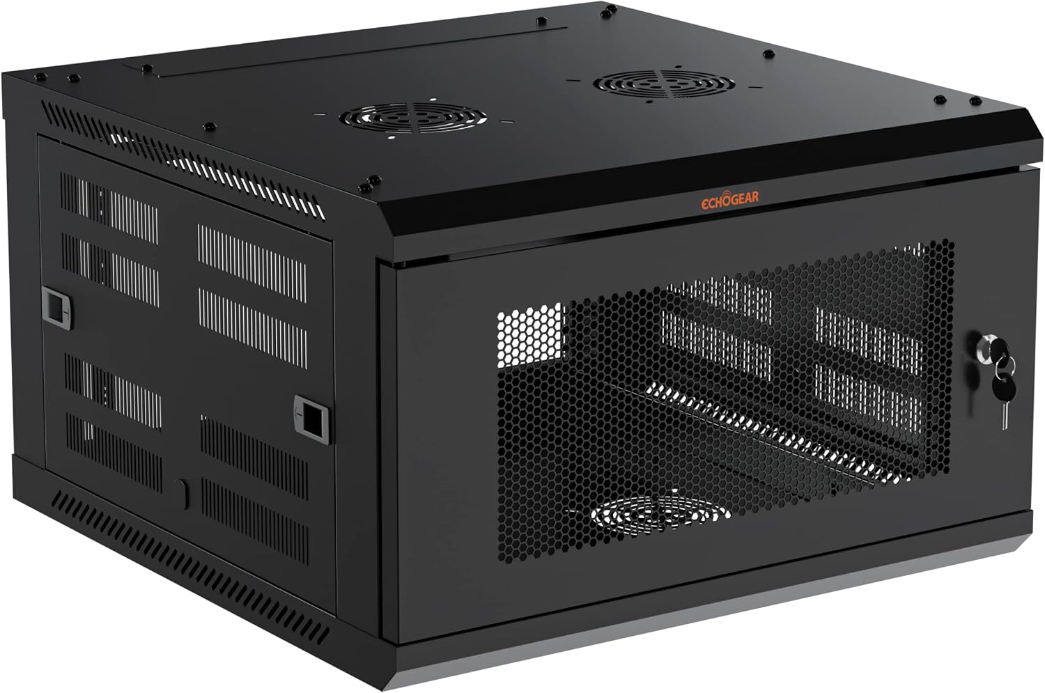 ECHOGEAR 6U Network Rack - Enclosed Wall Mount Rack Kit Includes 2x 1U Shelves, Pre-Mounted Fan, Lockable Door & Hardware - 600mm Depth Fits All Your AV Gear
