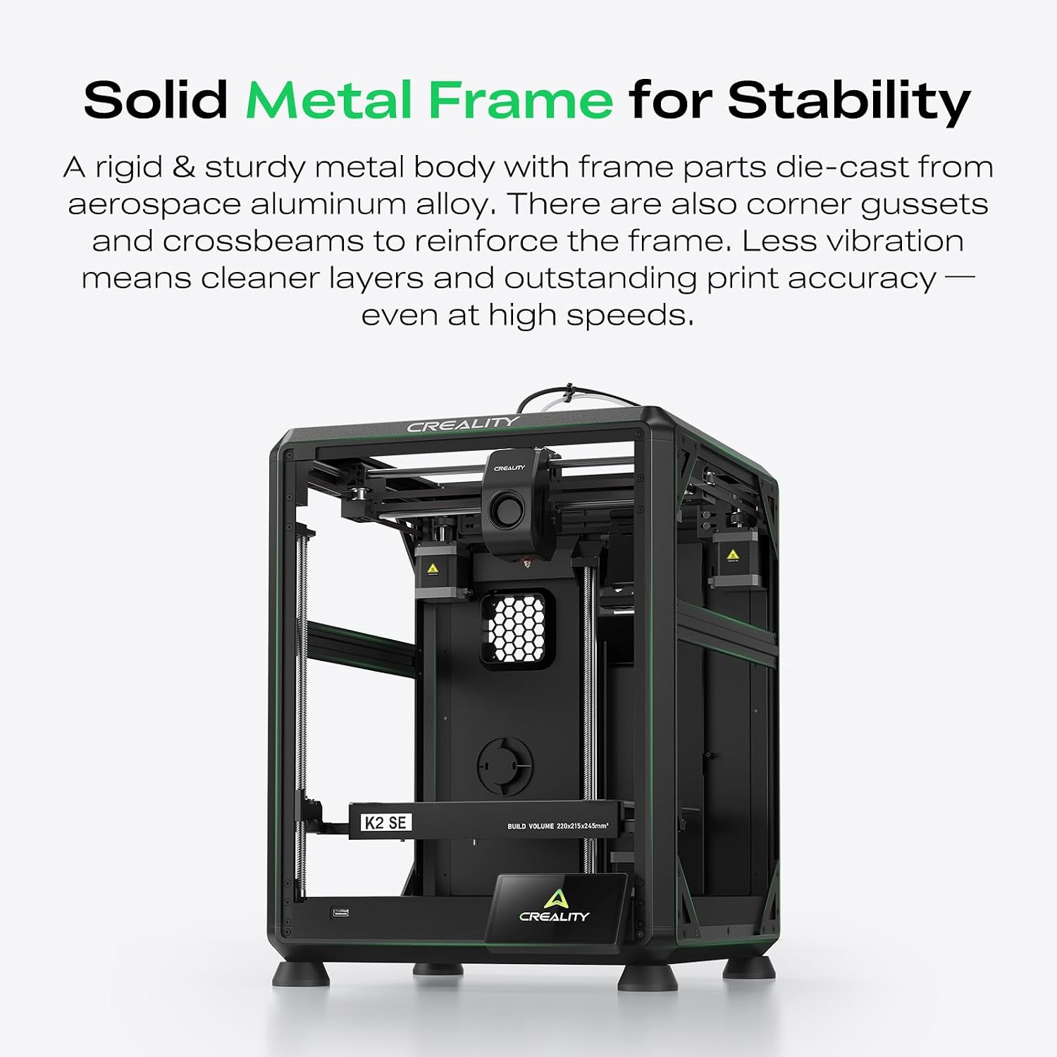 Creality K2 SE 3D Printer, Support Multicolor Printing Needs CFS, 500mm/s High-Speed Printing, Auto Leveling, Vibration Control, Compact Desktop Upgrate 3D Printer, Print Size 220x215x245mm