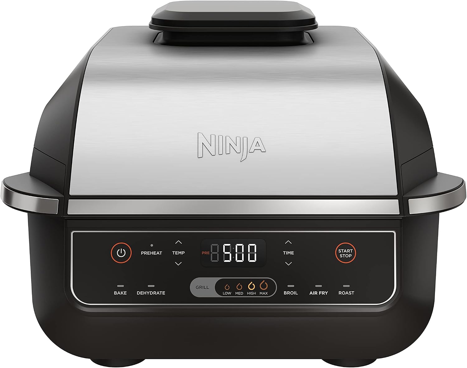 Ninja EG201 Foodi 6-in-1 Indoor Grill with Air Fry, Roast, Bake, Broil, & Dehydrate, 2nd Generation, Dishwasher Safe, Black/Silver