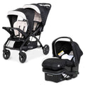 Baby Trend Sit N' Stand Tandem Double Stroller 2.0 DLX and EZ-Lift Plus Car Seat Set with 5 Point Safety Harnesses and Cozy Cover, Modern Khaki