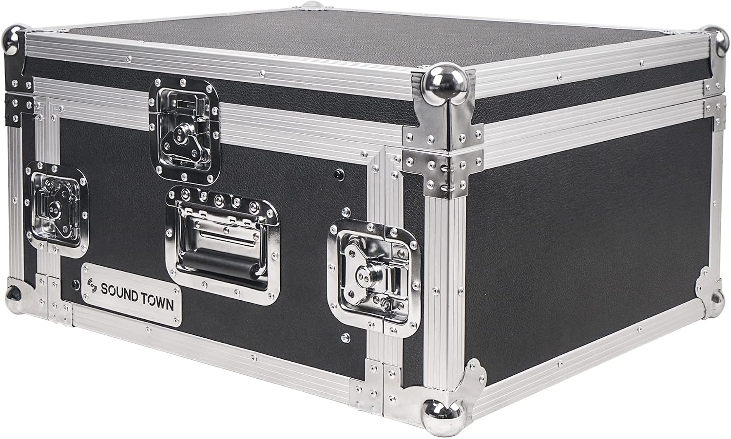 Sound Town 4U PA DJ Pro Audio Rack/Road ATA Case with 11U Slant Mixer Top, 20.2' Rackable Depth, 4 Space Size - Pro Tour Grade (STMR-4U)