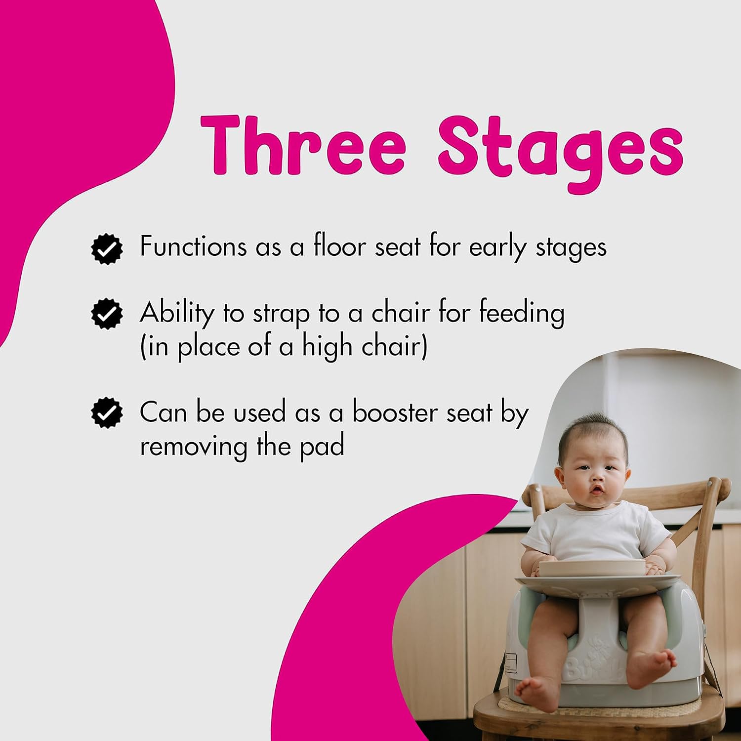 Bumbo 2 Pack 3-in-1 Multi-Seat for 6 to 36 Months, Travel Baby Feeding & Play Floor Seat, Portable Booster with Tray & Toddler High Chair, Agave