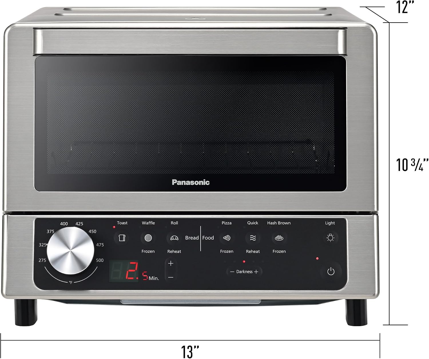 Panasonic FlashXpress Toaster Oven Countertop, Compact 4 Slice Toaster Oven w/Double Infrared Heating, PFAS-free, 6 Auto Cook Options & Precise Temperature Control, 1300W - NB-G200P (Stainless Steel)