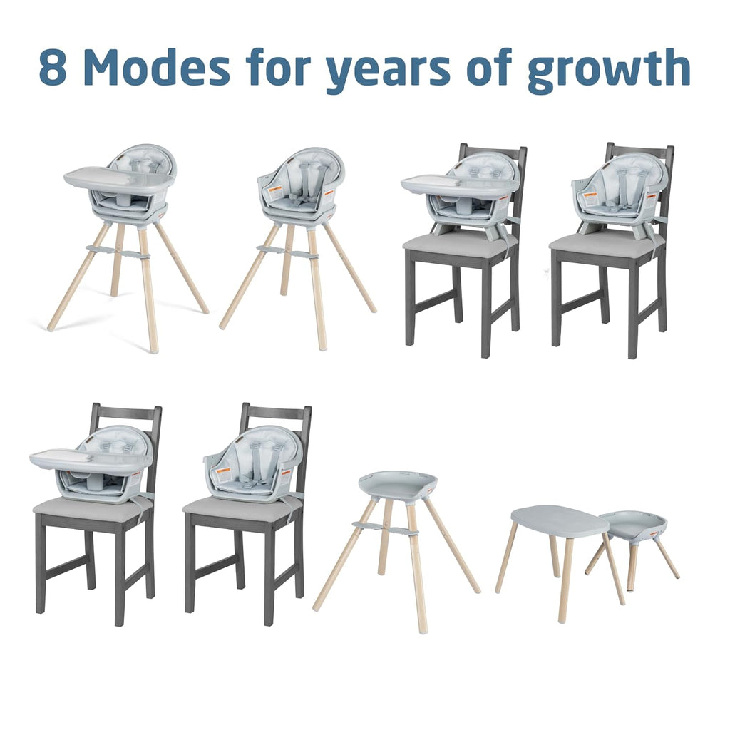 Maxi-Cosi Moa 8-in-1 High Chairs for Babies and Toddlers, Machine Washable Infant High Chair, Compact, Convertible High Chair Lightweight Design, Classic Slate