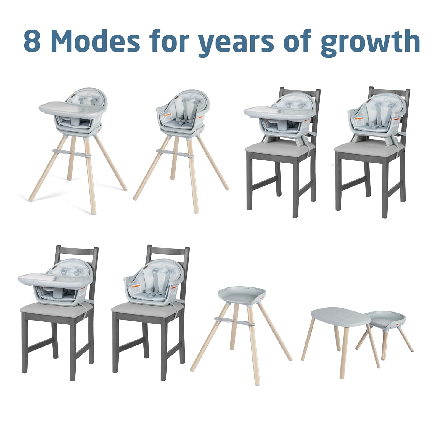 Maxi-Cosi Moa 8-in-1 High Chairs for Babies and Toddlers, Machine Washable Infant High Chair, Compact, Convertible High Chair Lightweight Design, Classic Slate