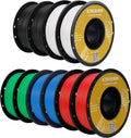 Kingroon PLA 3D Printer Filament,10 Rolls, Dimensional Accuracy +/- 0.03 mm, 10kg Spool(22lbs),1.75 mm,2Black+2White+2Green+2Red+2Blue